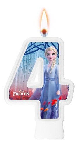 Número 4 - Vela Frozen 2 - Pavio Mágico Para Bolo E Festa