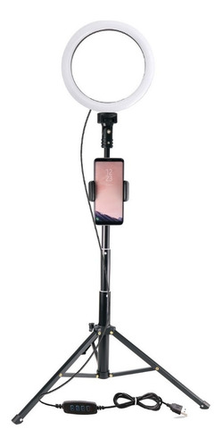 Kit Aro Luz Led 10 26cm Usb + Trípode Ajustable + Soporte