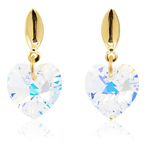 Aretes Mujer Corazon Cristal Swarovski Oro Goldfilled Joyas