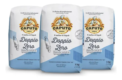 Farinha trigo Caputo 00 Italiana doppio o classica 1kg 3 unidades