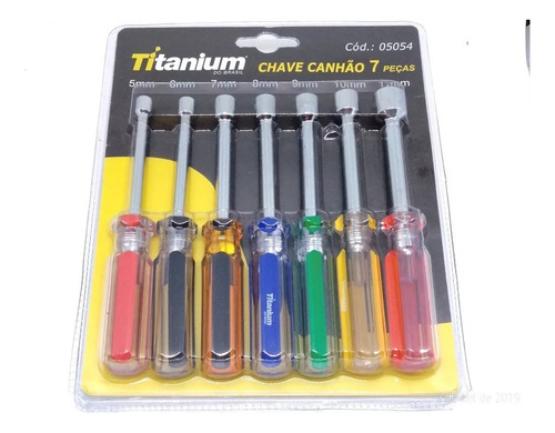 Jogo De Chaves Canhão Com 7 Peças Titanium Para Oficinas