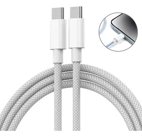 Cabo Usb C Tipo C Para iPhone 16 Pro 16 Pro Max Trançado