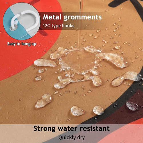 Cortina De Ducha Impermeable Sirena Con Ganchos