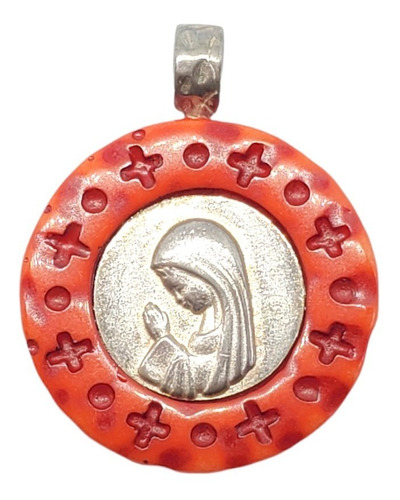 Dije Plata Resina Virgen Niña Roja