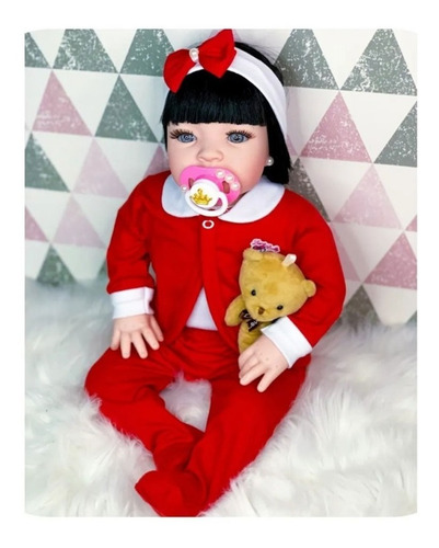Boneca Tipo Bebê Reborn Vermelha Acompanha Vários Acessórios