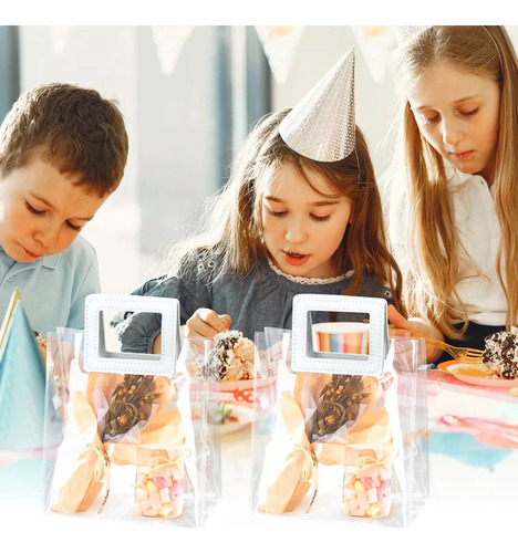 15 Bolsa Regalo Con Asa Transparentes Boda Bautizo Recuerdos