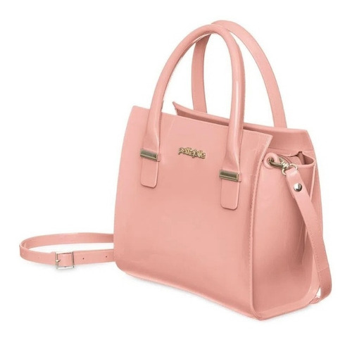 Imagem 2 de 2 de Bolsa tote Petite Jolie Love PJ5214 design liso de j-lástic rosa-antigo com alça de ombro rosa-antigo alças de cor rosa-antigo e ferragens metal