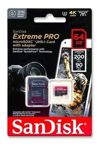 Tarjeta De Memoria Sandisk Extreme Pro Microsd 64gb Original