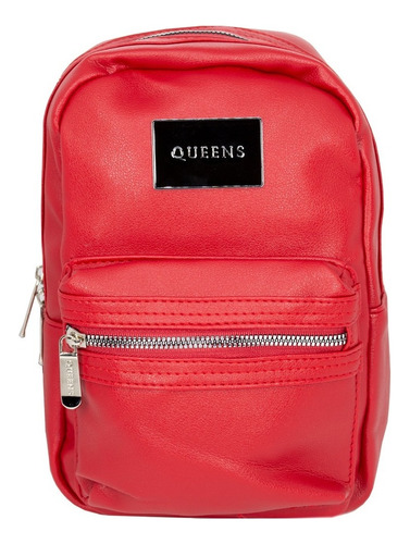 Queens Mochila Cartera Urbana Mujer Bolso Negro Qi22128 Color Rojo