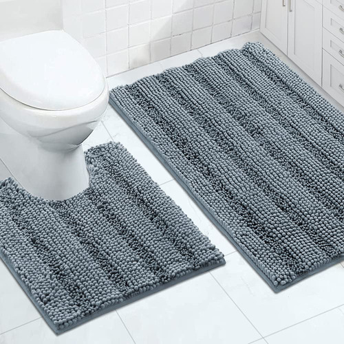 Juego De Alfombras De Baño De Chenilla Turquesa Superabsorbe