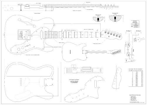 Caja Sólida De Guitarra E Planos A Escala Completa Para La G