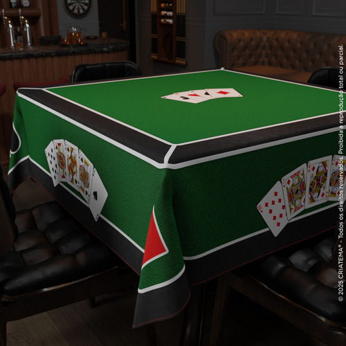 Toalha De Mesa Aveludada Para Jogos De Baralho, Poker E Truco Quadrada 4 Lugares 150x150cm