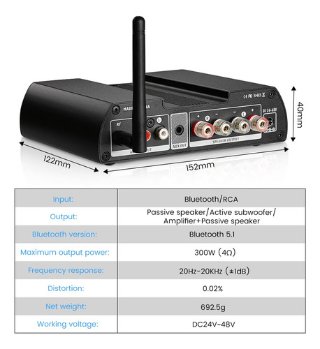 Amplificador De Potência Aiyima A08 Pro Tpa3255 Bluetooth