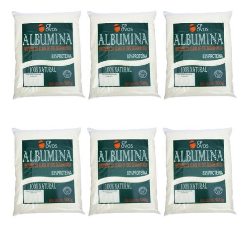 Albumina Pura - 3 Kg ( 6 Unid De 500g)- Cp Ovos Frete Grátis