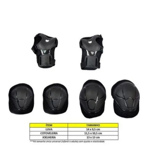 Kit Proteção Luva Joelheira Cotoveleira Capacete Bike Patins