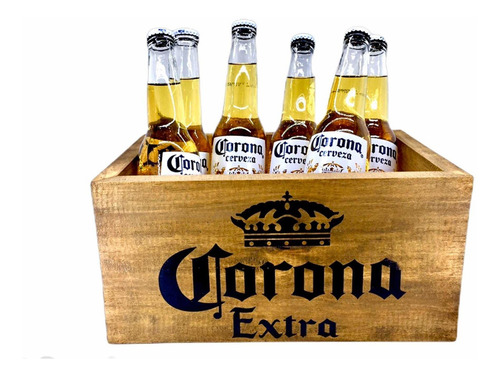 Cajón Vintage Corona + 6 Porrones - Perez Tienda -