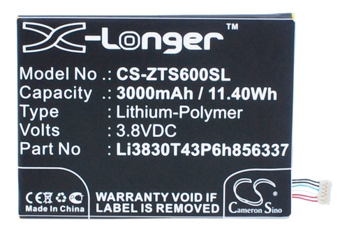 Batería Para Bgh Joy X5 , Zts600 , Li3830t43p6h856337 ,local