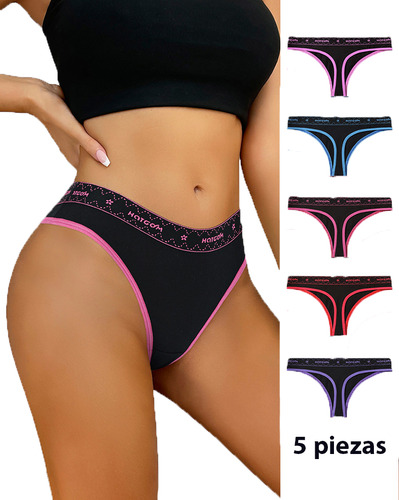 Pack De 5 Bragas Sexy Mujer 100 Algodón Deporte Panty Bikini