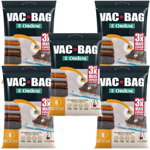 Imagem 1 de 7 de Kit 5 Sacos A Vácuo Organizador Edredom Vac Bag Grande 55x90