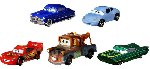 Cars X5 Autos 1:55 Metal Amigos De Radiador Springs Premium Color Multicolor Personaje Doc Hudson - Sally - Rayo - Matte - Ramon