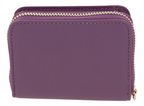 Cartera Billetera Chica Con Moneder Gorett Para Dama Tracy Color Violeta Oscuro Diseño De La Tela Liso