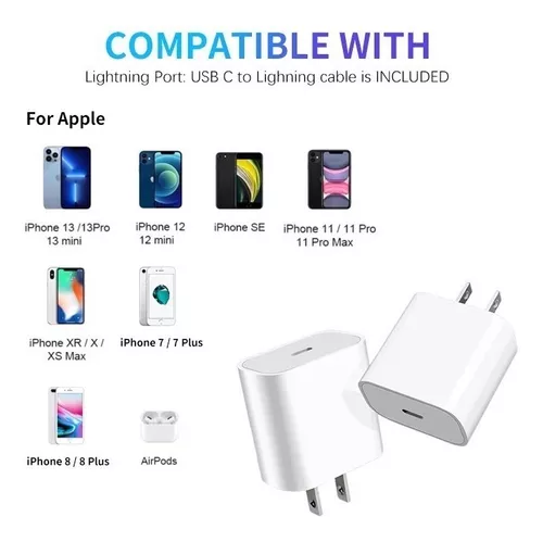 Cargador para iphone 12 13 carga rápida 20w tipo c GENERICO