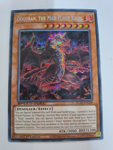 Dogoran The Mad Flame Kaiju Sgx2-enc08 Secret Rare Yugioh 