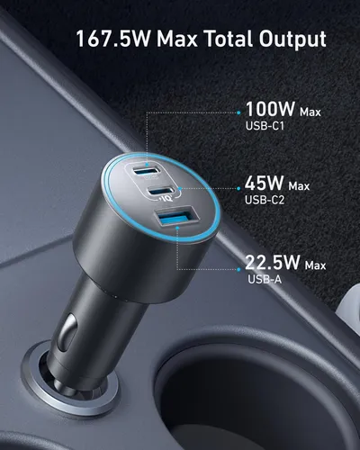 Cargador De Coche Anker iPhone 16 Usb-c 167,5 W 3 Puertos Pa
