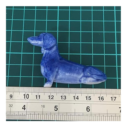 Cerámica Dachshund Perro Estatuilla Casa De Muñecas Delft