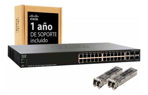 Switch Cisco Sg350-28-k9-ar + 2x Sfp Mgbsx1 + 1 Año Servicio