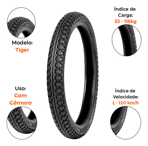 Pneu Dianteiro Biz 100/ 110/ 125 60-100-17 Tiger Technic