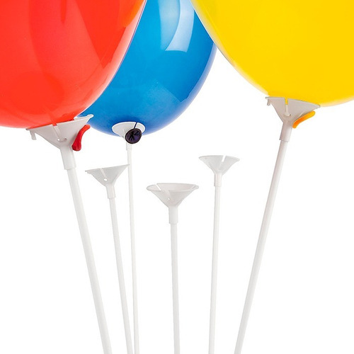 Palito Para Globos Pastel Perlados - X 25 Blanco - Cotillón 