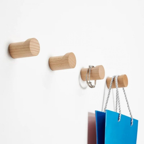 Ganchos De Pared De Madera, 4 Piezas Ganchos Para Abrigos
