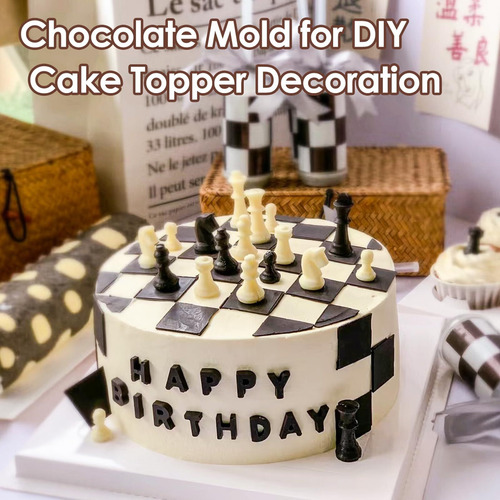 Molde De Xadrez De Silicone Com 4 Peças, Molde De Chocolate