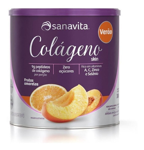 Suplemento em pó Sanavita  Colágeno hidrolisado colágeno Colágeno hidrolisado sabor  frutas amarelas em lata de 300g