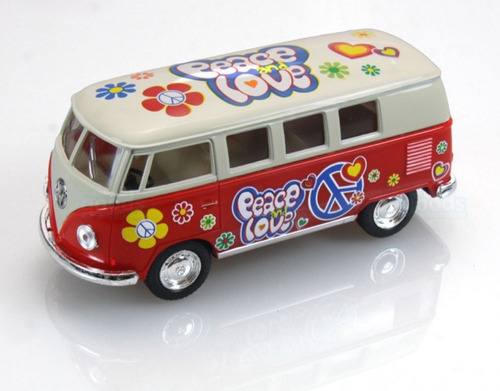 Camioneta Volkswagen Hippie - Peace & Love Bus 1/32 Escala