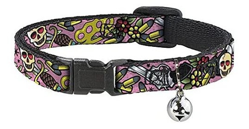 Cat Collar Breakaway Born To Raise Hell Pink 8 To 12 Inches 