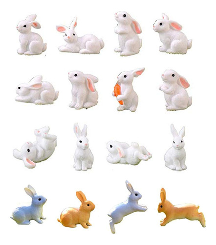 16 Figuras De Conejo Miniatura De Jardín De Hadas, Figuras D