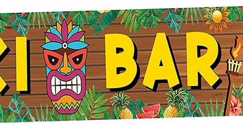Material De Festa Tiki Bar Banner Festa Havaiana Pano De