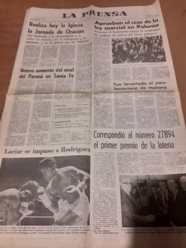 Diario La Prensa 19 12 1982 Adepa Laciar Ucr Río Paraná 