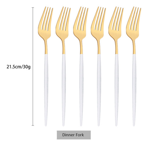 Juego De Vajilla De Oro Blanco, 6 Piezas, Cuchillo, Tenedor,