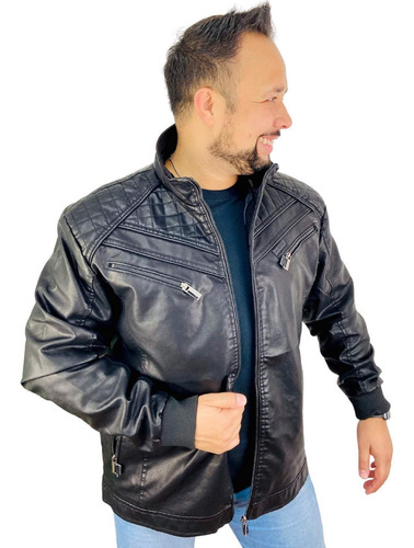 Imagem 2 de 8 de Jaqueta Couro Estilosa Masculina Com Capuz Moletom Courino