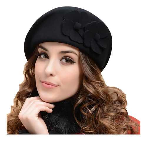 Gorro Tipo Boina Francesa 100% Lana Pillbox Para Mujer