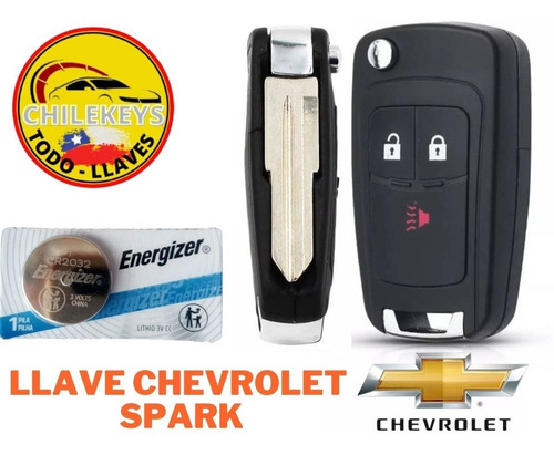 Imagen 2 de 5 de Carcasa Repuesto Llave Chevrolet Spark Gt + Pila Cr2032