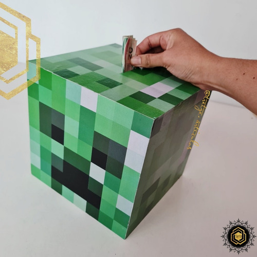 Alcancía Creeper De Minecraft Madera / Mdf | 20cm Minecraft Creeper (sencilla) Multicolor