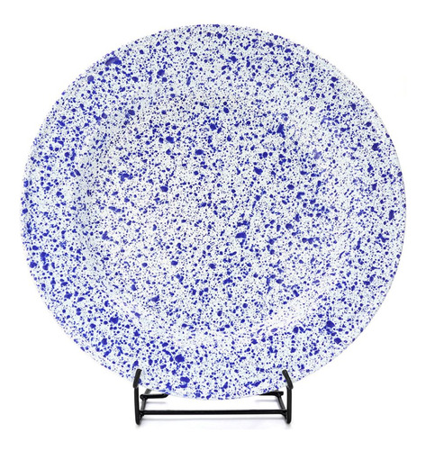 Plato Llano 26 Cm Acero Vitrificado Blanco Con Azul