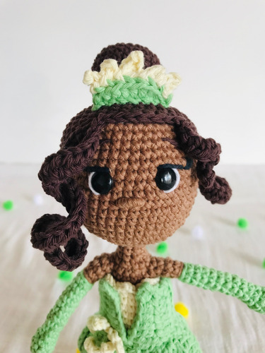 Tiana Amigurumi Muñeca Tejida La Princesa Y El Sapo Nadeem Verde