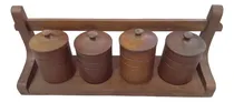 Comprar Porta Especieros Artesanal Madera 200ml 4 Frascos