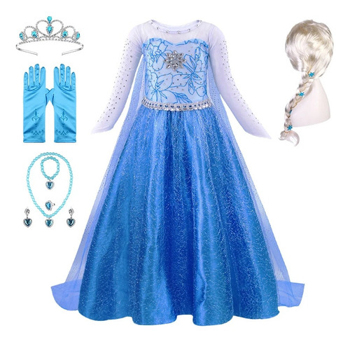 Vestido De Elsa Disfrazado De Reina De Las Nieves Para Niña