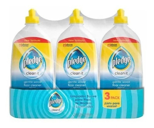 Imagen 2 de 4 de Pack3 Limpiador P/piso De Madera Y Laminados Pledge Clean It